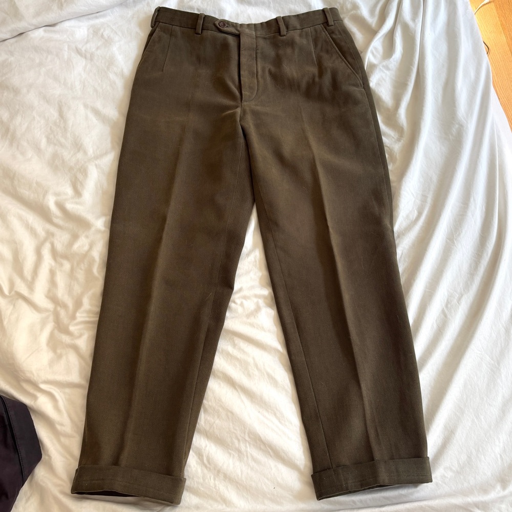BRIONI men’s corduroy green trousers